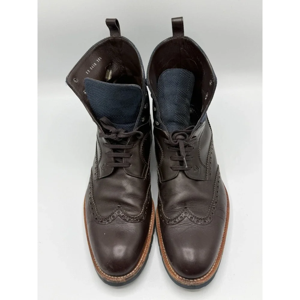 Louis Vuitton Outland Brogue Boot Brown Damier Canvas Mens Size UK 10.5 /US 11.5